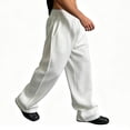 thumbnail image 4 of CIAKGIAF Mens Pants Sports Mens Sweatpants Elastic Waisted Straight Leg Casual Soild Color Drawstring White for M, 4 of 6