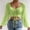 Green, variant on Idoravan Womens Plus Size Shirts Spring Clothes Women's Long Sleeve Mesh Solid Color Drawstring V-Neck Cropped Top Blouse