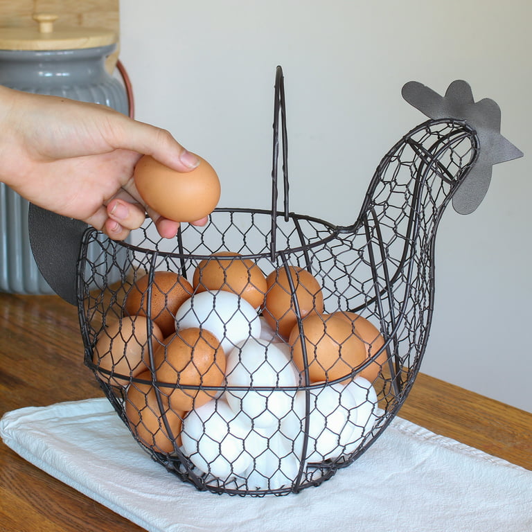 Rural365 Chicken Egg Holder - Brown Decorative Wire Basket with