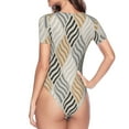 thumbnail image 4 of Daiia Geometric print Women's Crew Neck Short Sleeve Bodysuit Fashion Tops Fit Casual Basic Extender Bodysuit-XX-Large, 4 of 9