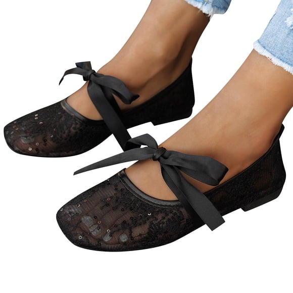Willtoo Women's Mesh Ballet Flats Closed Toe Bowknot Floral Mary Jane Shoes Lightweight 2026 New Dress Flats Shoes