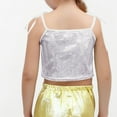 thumbnail image 2 of Teen Girls Cropped Tank Tops Spaghetti Strap Camisoles Shirts Size 4-14 Kids Trendy Shiny Sparkly Pullover Dance Performance Vests Top, 2 of 5