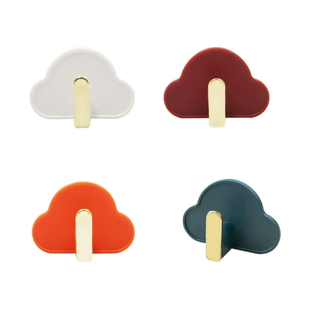 4 ganchos adhesivos de nube, lindos colgadores de pared sin clavos, ganchos adhesivos coloridos, ganchos decorativos para dormitorio de niñas