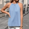 thumbnail image 3 of Uootdi Women's Denim Tops Halter Neck Sleeveless Ruched Camisoles Casual Loose Fit Lightweight Tops Gift, 3 of 7