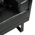 thumbnail image 6 of Noble House Gould Faux Leather Upholstered Oversized Loveseat with Accent Pillows, Midnight Black and Black, 6 of 8