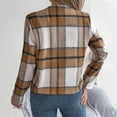 thumbnail image 6 of Women's Warm Plaid Jacket Khaki Winter Long-sleeved Casual Hoodless Outfits Clothes with Hooded S, 6 of 6