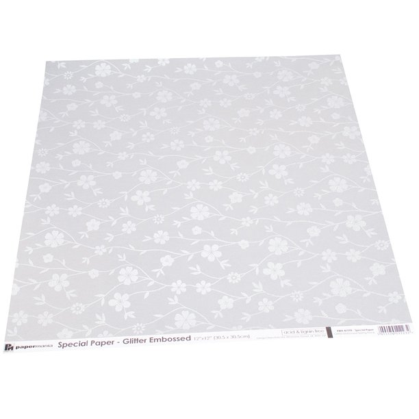 Papermania Glitter Embossed Vellum 12"X12"Spring Floral