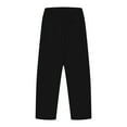 thumbnail image 4 of ZACPNCV Boys Casual Cotton Linen Pants Lightweight Summer Loose Fit Elastic Waist Solid Lounge Long Trousers Black 4-5 Years, 4 of 7