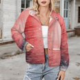 thumbnail image 3 of Jackets for Women Winter Coat Jackets Flannel Stand Collar Jacket(Watercolor Red Brick Wall Sunlight,Size:S-4XL), 3 of 7