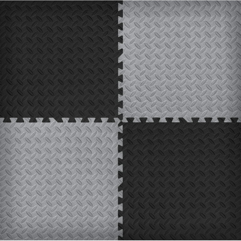 Norsk Black 24 in. x 24 in. EVA Foam Solid Color Diamond Plate Interlocking Tile (30-Tile) Norsk Black 24 in. x 24 in. EVA Foam Solid Color Diamond Plate Interlocking Tile (30-Tile)