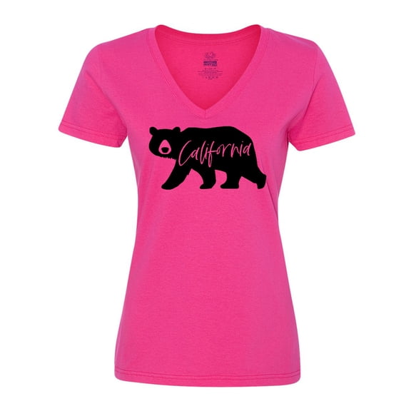 Inktastic California Black Bear Silhouette Women's V-Neck T-Shirt
