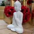 thumbnail image 3 of Sienna Ceramic Meditating Buddha Figurine in Anjali Mudra, 3 of 7