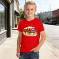 thumbnail image 2 of MIASHUI T-Shirt à Manches Courtes avec Imprimé Graphique Mignon pour Garçons, Doux, Décontracté, Confortable, Tenue Quotidienne, Hauts pour Enfants, Rouge, 8-9 Ans, 2 of 4