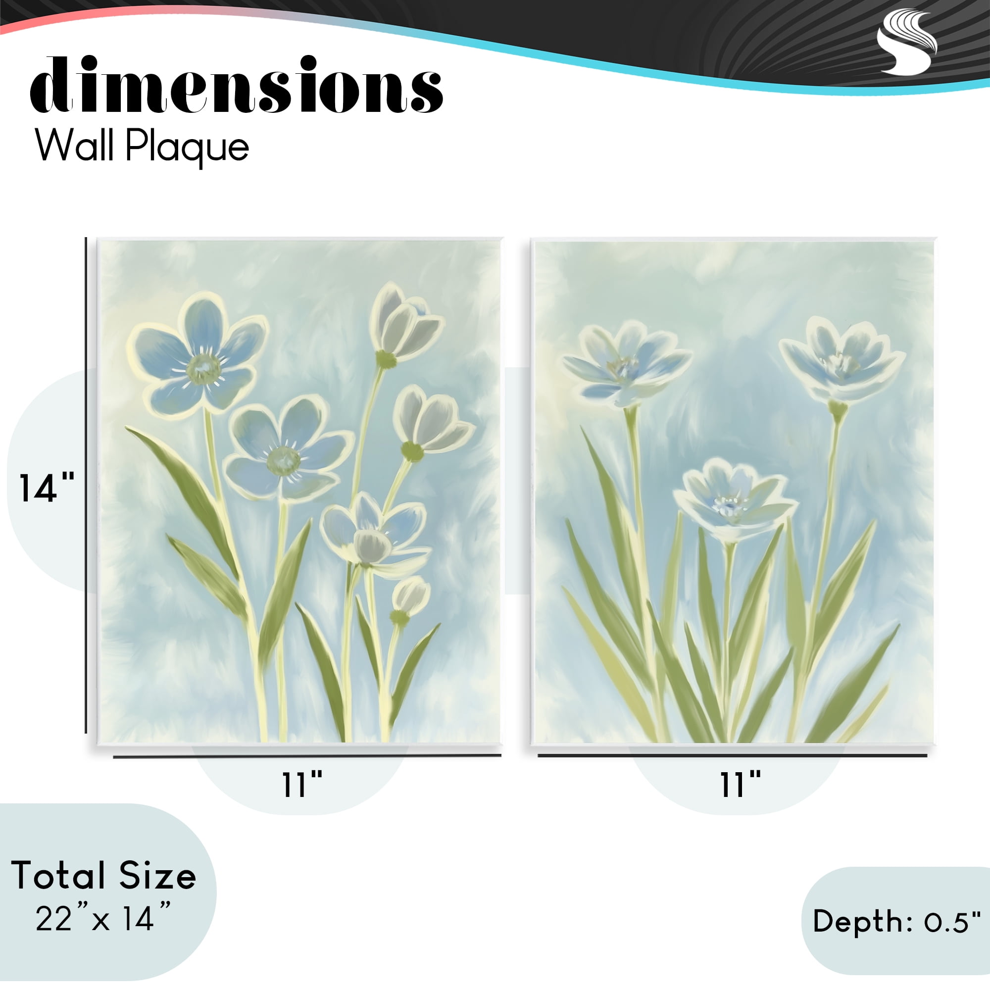 Stupell Industries Contoured Blue Petals 2 Piece Wall Plaque Art Set, design by Kim Allen