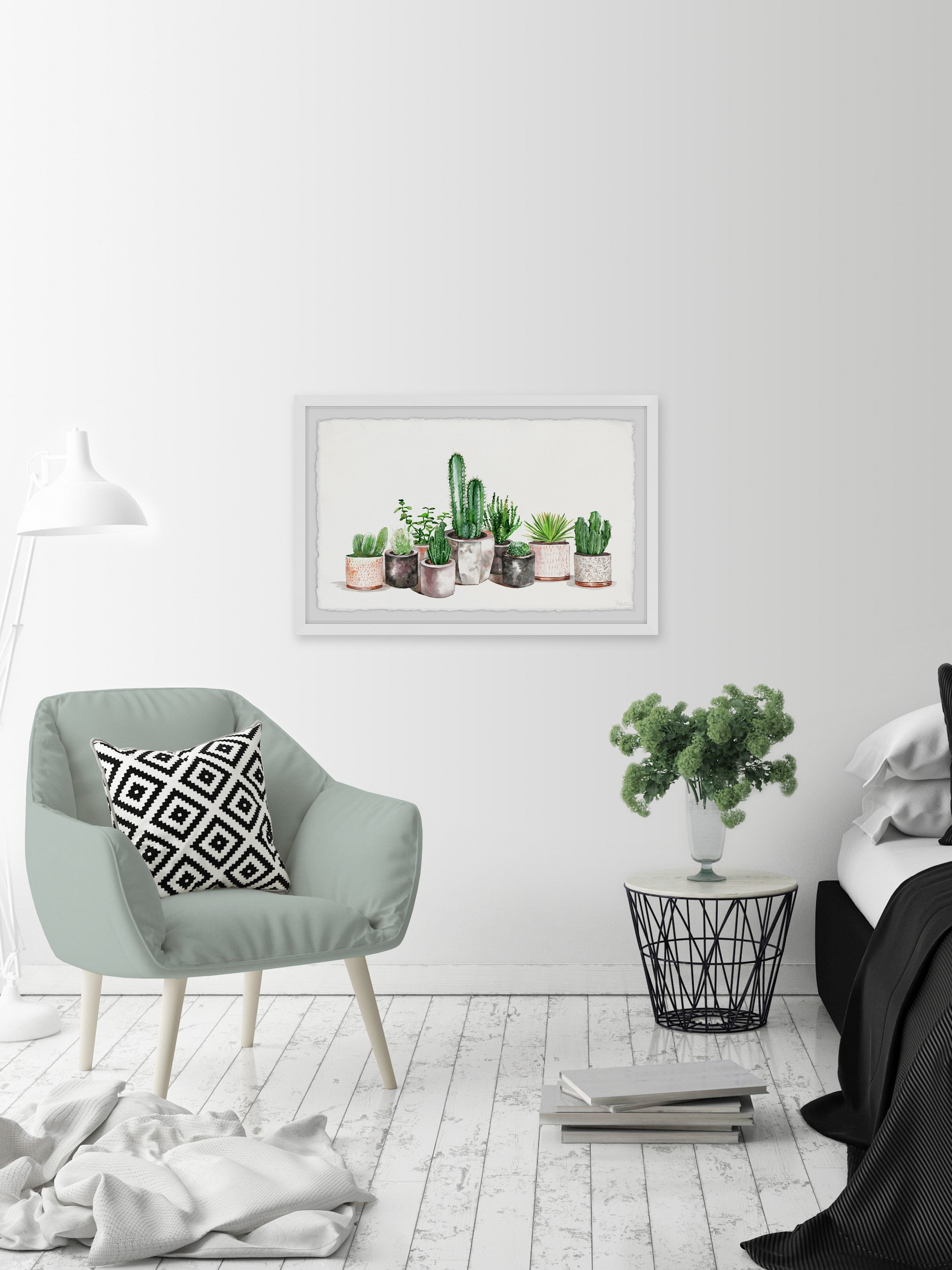 Parvez Taj Fancy Potted Cactus Framed Wall Art