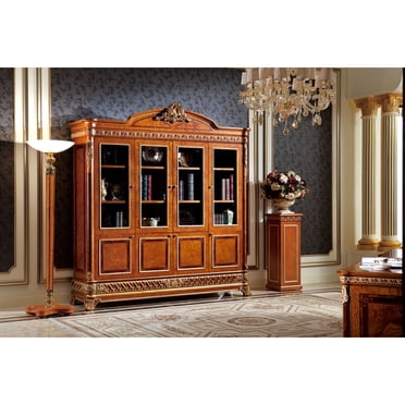 Walker Edison Modern Arched Bookcase with Glass Doors, Coastal Oak ...
