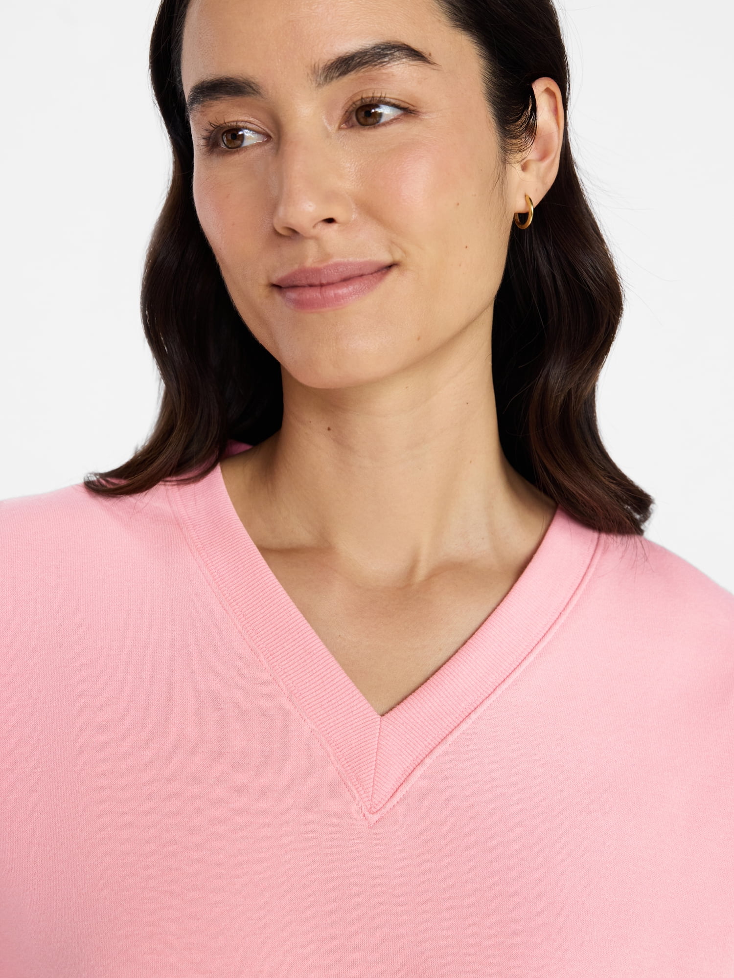 Time and Tru Women's and Women's Plus V-Neck Sweatshirt and Pants Set, 2-Piece, Sizes XS-4X