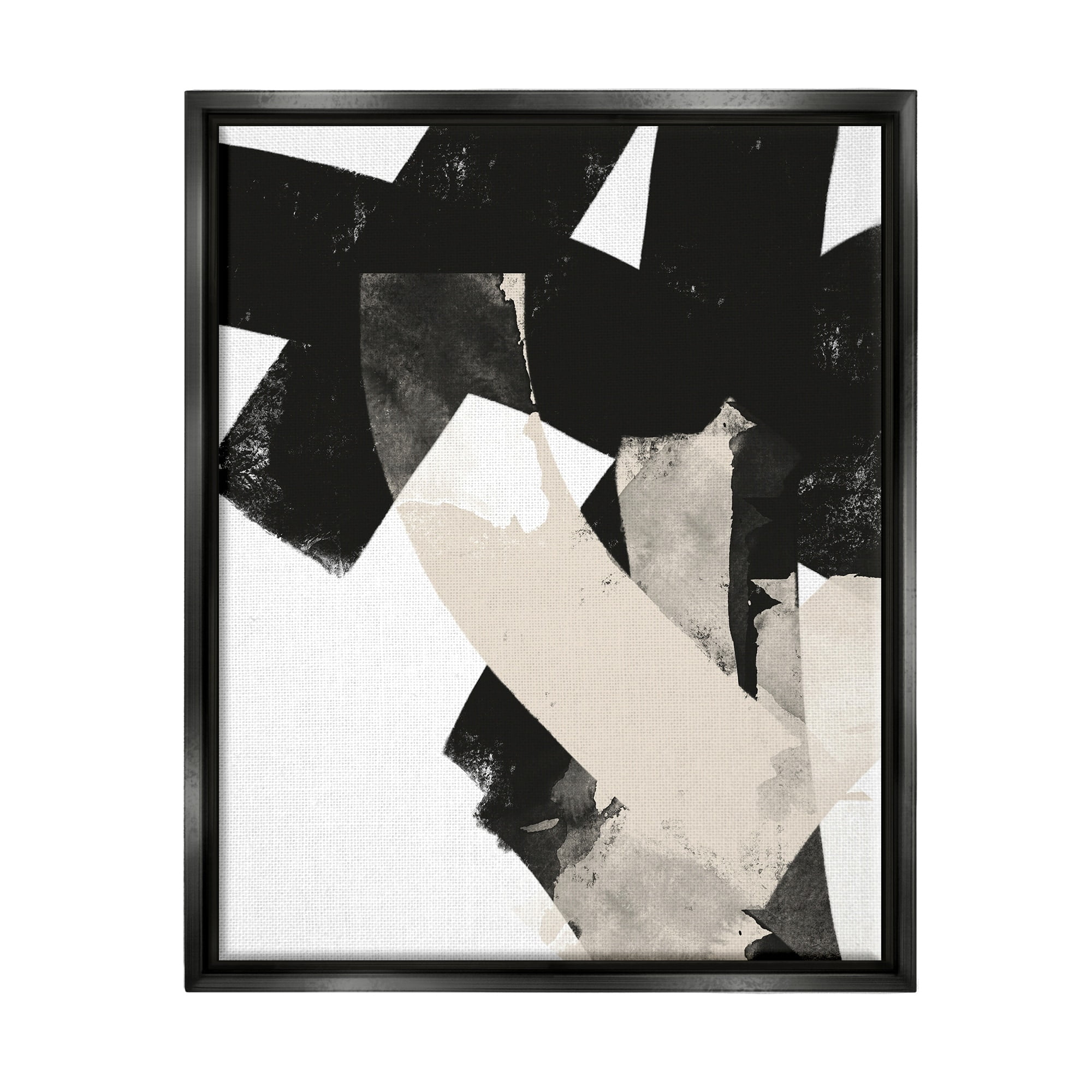 Stupell Industries Curved Layered Stripes Abstract Layered Brush Strokes Graphic Art Luster Gray Floating Framed Canvas Print Wall Art, Design by Brandon Wong