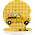 thumbnail image 1 of ZHANZZK Summer Yellow Truck with Honey and Bee Plaid Texture Set of 6 Car Coaster for Drinks, Absorbent Ceramic Stone Coasters Cup Mat with Cork Base for Home Kitchen Room Coffee Table Bar Decor, 1 of 5