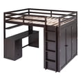 thumbnail image 5 of Bellemave Low Loft Bed with Desk, Full Size Loft Bed with Storage Wardrobe, Drawers, Wood Loft Bed for Kids Teens Bedroom, Espresso, 5 of 10