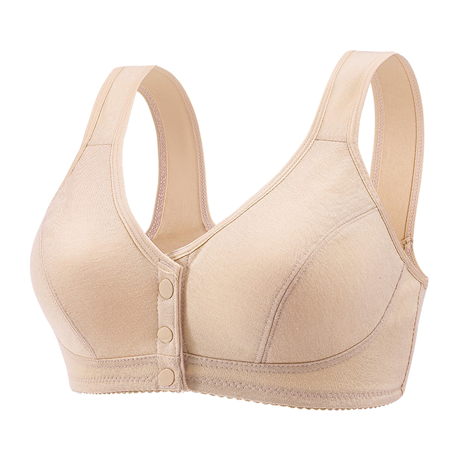 Bigersell Sports Bra for Womens Adjustment Full Cup No Underwire Cotton  Breathable Underwear Tall Size Padded Strappy Sports Bras, Style 3060,  Beige