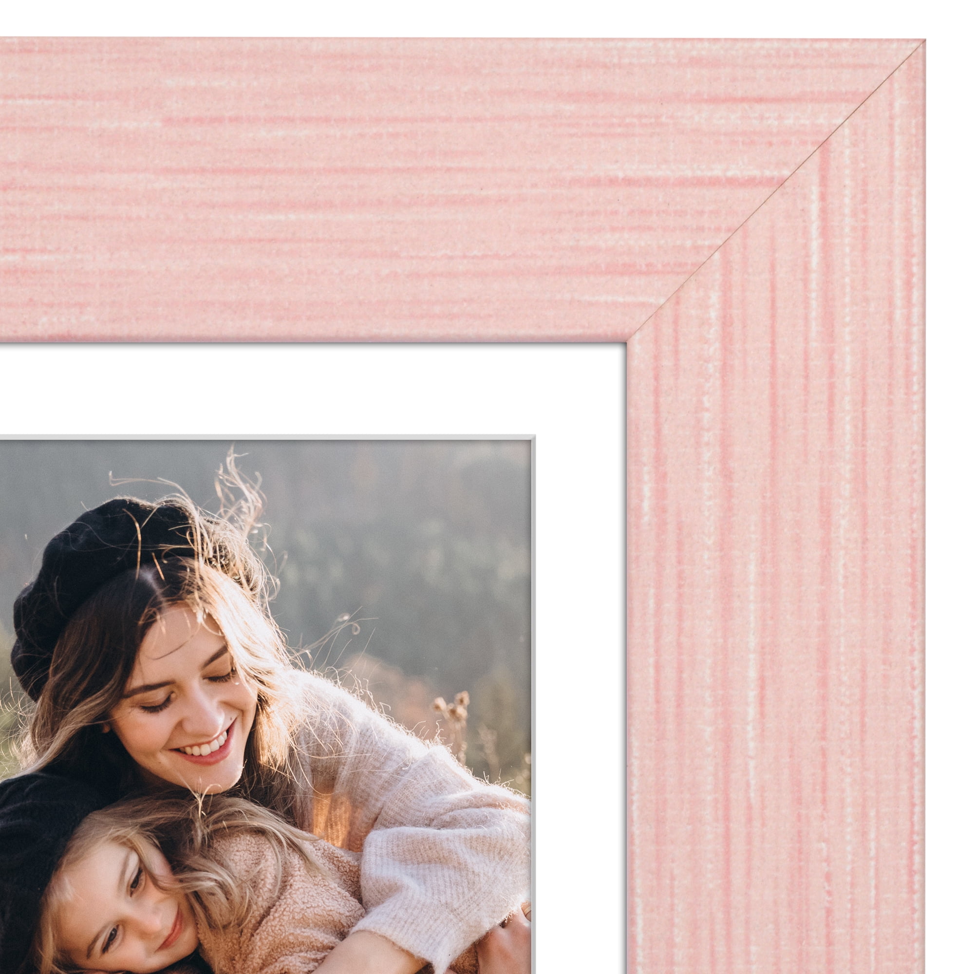 Americanflat 5x7 Picture Frame with Shatter-Resistant Glass Fits 4x6 Photos with Mat Hudson Distressed - Pink