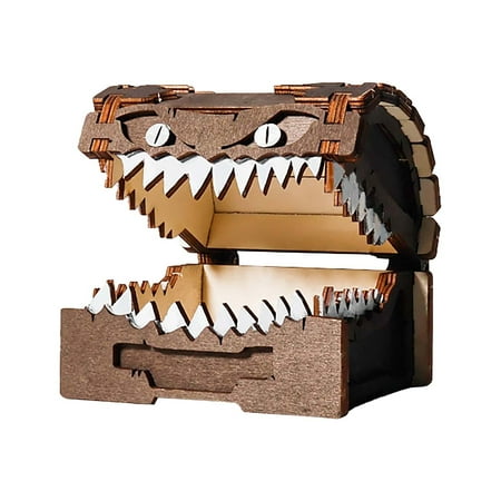 

Lkzmdpt Chest Storage Box Wooden Small Box With Eyes And Teeth For Storing Dice And Game Props