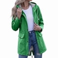 thumbnail image 5 of Daiosportswear Rain Jacket for Women Waterproof Hooded Trench Coats Lined Windbreaker Travel Outdoor Raincoat Green-C, 5 of 6