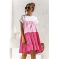 thumbnail image 1 of Nouveau Femmes Décontracté en Vrac Surdimensionné Robe Patchwork Manches Courtes Grands Volants Robe de Plage Robe, 1 of 2