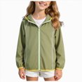 thumbnail image 4 of zuwimk Girls Rain Jackets Lightweight Waterproof Hooded Raincoats Windbreakers(13-14 Years,Green), 4 of 8