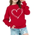 thumbnail image 7 of yoeyez Oversized Crewneck Sweatshirts for Girls Baby Girl Valentines Outfit Heart Printed Long Sleeve Shirts Spring Valentines Clothes Red,2 Years, 7 of 7