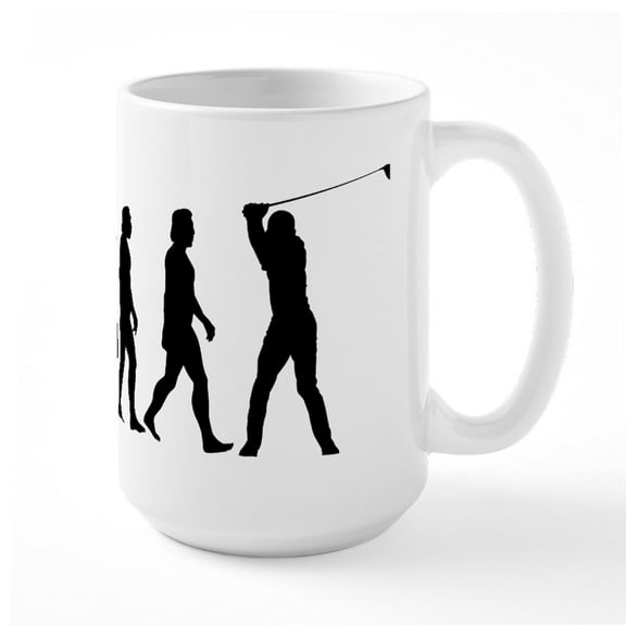 CafePress - The Evolution Of Golf - 15 oz Ceramic Large White Novelty Mug