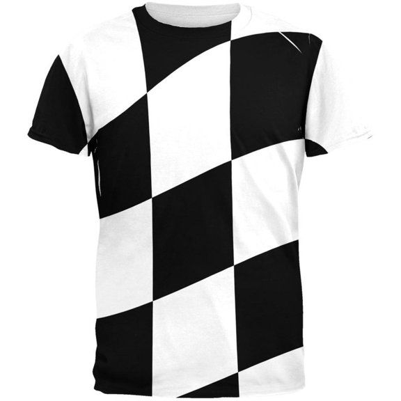 Finish Line Checkered Flag Wave All Over Adult T-Shirt - Medium