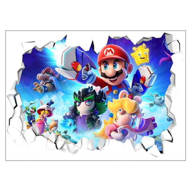 56*40cm#C Super Mario Bros. Adhesivo de pared Adhesivos de pared extraíbles para habitación de niños Dormitorio Sala de estar Guardería Decoración del hogar Decoración de dibujos animados Arte mural