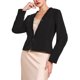 thumbnail image 4 of BLAZER FORMAL DE MUJER CON DETALLES DE TWEED Y MANGA LARGA, CUELLO EN V, CON VOLANTES, CORTO, TALLA 2XL, NEGRO, 4 of 5