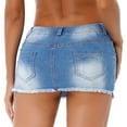 thumbnail image 6 of Raenseen Women Denim Skirts Low Waist Short Mini Skirt A-line Slim Fit Bodycon Jean Skirt Blue M, 6 of 8