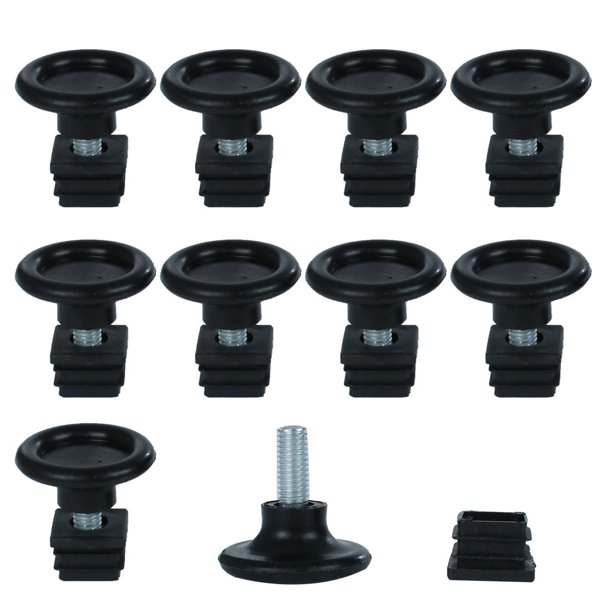 Patas Ajustables Uxcell 20 x 20mm Inserciones Cuadradas Deslizadores de Muebles 10 Juegos Negros