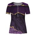 thumbnail image 5 of ICHUANYI Clearance Women's Summer V-Neck Print Casual Loose Top Short Sleeve Button Blouses Tops(Purple, S) ICHUANYI WER2023081404884, 5 of 5