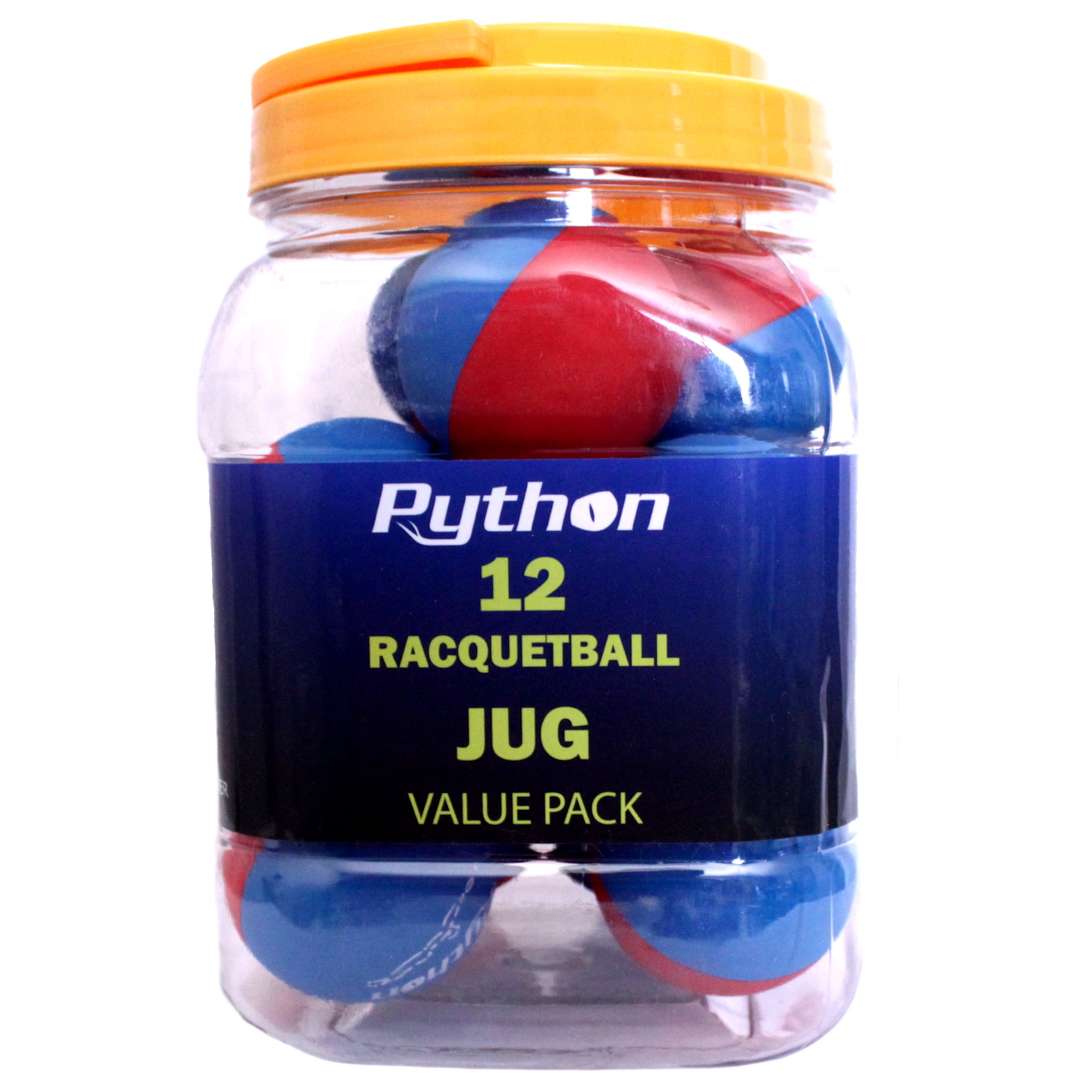 Python RG Multi Colored Racquetballs (Value Pack - 12 Ball Jug/Endorsed by Racquetball Legend Ruben Gonzalez!)