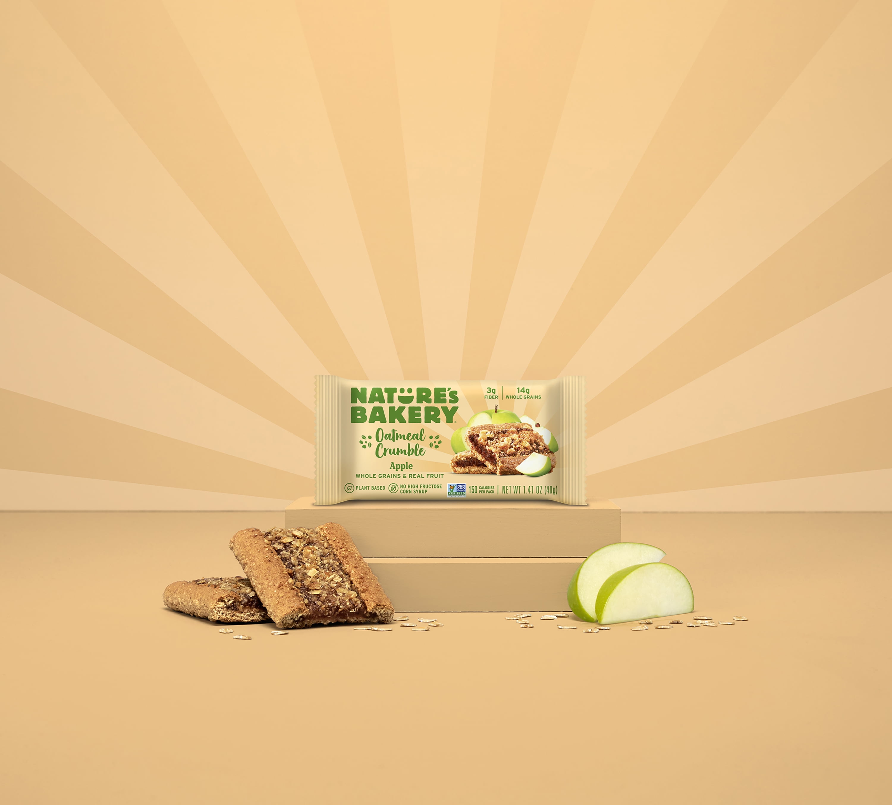 Nature's Bakery Apple Oatmeal Crumble Bars, 1.41 oz Bars, (36 Ct), Vegan, Non-GMO, Plant-Based