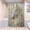 thumbnail image 2 of Ryvnso 4 Pcs Beautiful Horse Bathroom Shower Curtain Set with 12 Hooks Bath Mat Toilet Lid Cover, 2 of 8