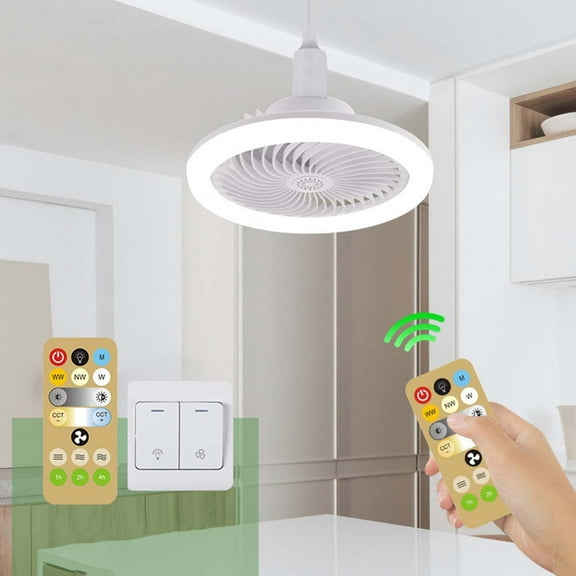 YiBai Ceiling Fan With Lights,Enclosed Low Profiles Fan Light,Ceiling Light With Fan,Hidden Fan Delier With Remote Intelligent Control, White #N.3732