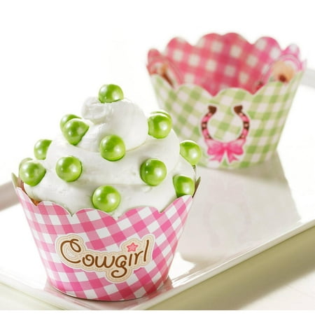 Pink Cowgirl Reversible Cupcake Wrappers, 12pk