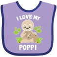 thumbnail image 3 of Inktastic Cute Sloth I Love My Poppi with Green Leaves Boys or Girls Baby Bib, 3 of 4