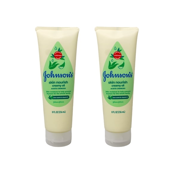 JOHNSON'S Creamy Oil Moisturizing Baby Body Lotion, Hypoallergenic and Paraben Free 8 oz (Pack of 2)