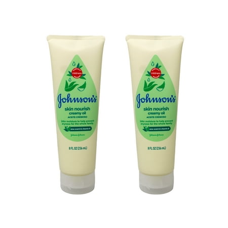 Johnsons Baby Creamy Oil, Aloe and Vitamin E, 8 Oz, 2 Pack