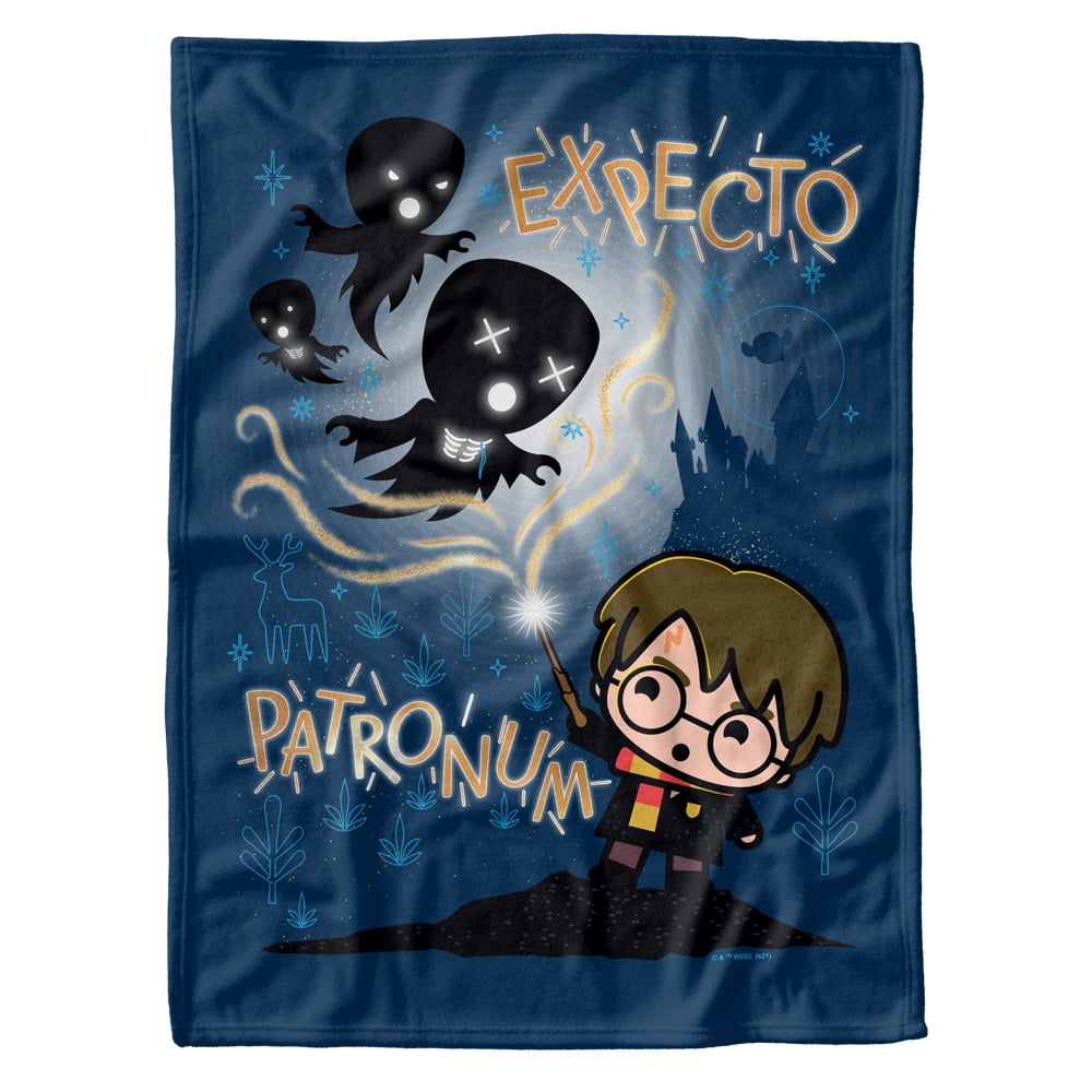Harry Potter Fleece Baby Blanket, 30'x40', Expecto Patronum Chibi Potter, Unisex for Girls & Boys, Infants/Toddlers