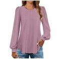thumbnail image 1 of Womens Long Sleeve Eyelet Tops - Crew Neck, Fall Casual Blouses - Solid Color, Loose Fit, Breathable Fabric - S-XXL Sizes, 1 of 8
