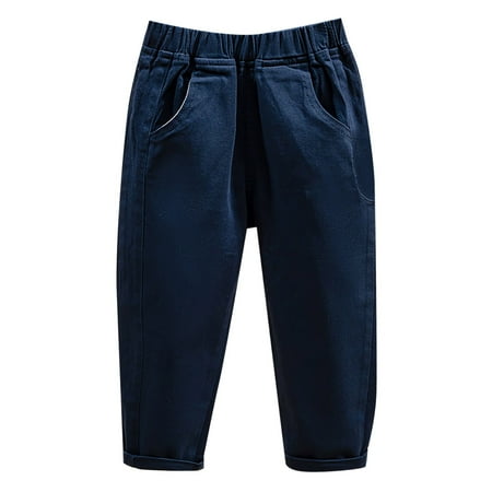 

EnJoCho Toddler Boys Elastic Waistband with Pockets Solid Color Casual Pants Daily Wear Gentleman s Outfits Bot Pants Baby Boy Clothes Boy Panting Boys Nice Pants Training Pants Harem