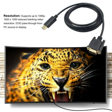 8 Port Cat5 Video Display - 1.8M Male Display Port DP to VGA Male Adapter Cable Converter 1080P Video Cable for Projector DTV TV HDVD Player Black